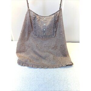 Talbots Haven Well Within 100% Cotton Mauve/Cream Ruffle Camisole SZ L New